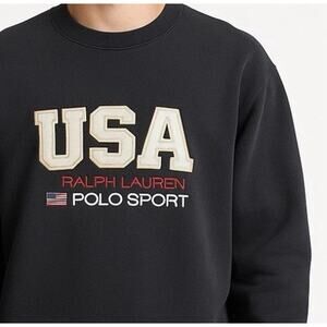 VTG Polo Sport Ralph Lauren Rare USA Crewneck Sweatshirt XL Black Made in USA